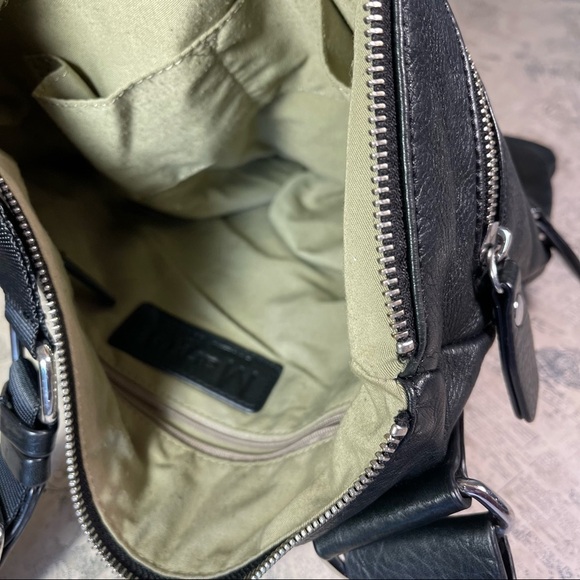 MARGOT BLACK LEATHER MOTO STYLE CROSSBODY PURSE - Picture 9 of 13